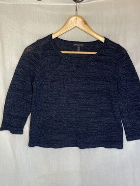 Eileen Fisher Dark Navy Heather Yarn Knit Top